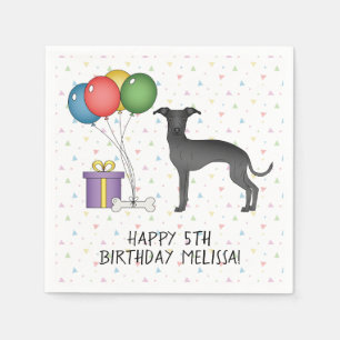 Serviette En Papier Lévrier Italien Noir Chien Mignon - Joyeux Anniver