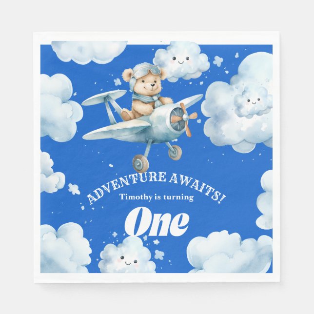Serviette En Papier L'expédition pour le premier anniversaire de Teddy (Devant)