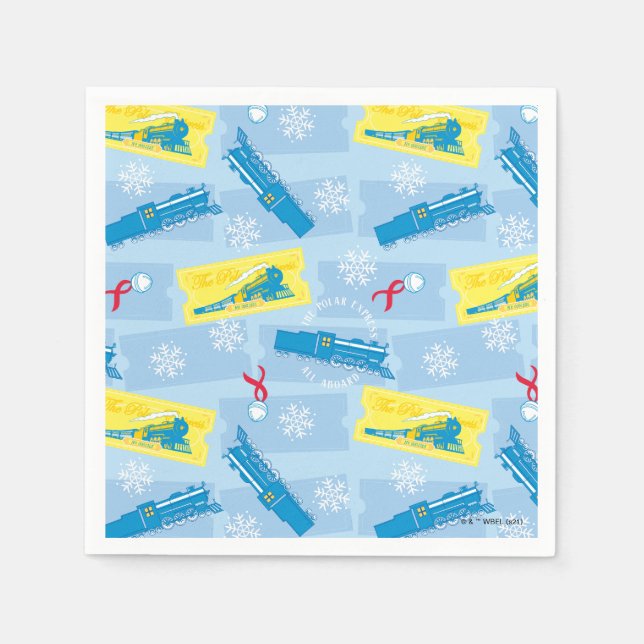 Serviette En Papier L'Express polaire | Retro Train & Ticket Motif (Devant)