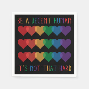 Serviette En Papier LGBT Heart Retro Be A Decent Human Ce n'est pas qu