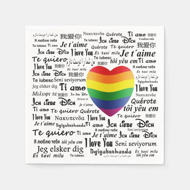 Serviette En Papier LGBT Je t'aime (Devant)