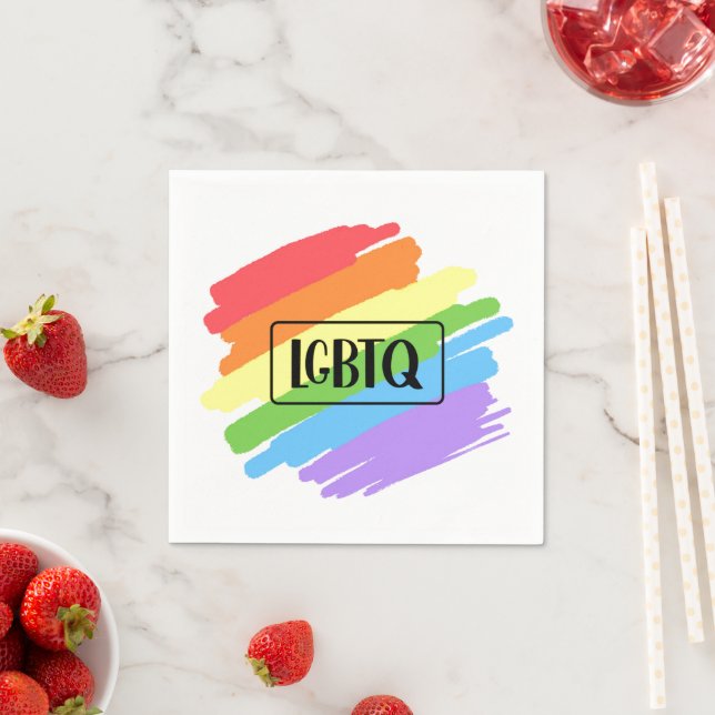 Serviette En Papier LGBTQ Brushstrokies arc-en-ciel (En situation)