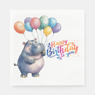 Serviette En Papier L'Hippopotame vous souhaite un joyeux anniversaire