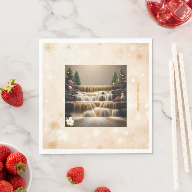 Serviette En Papier "L'hiver en cascade" (En situation)