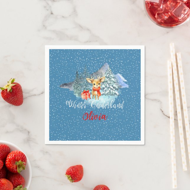Serviette En Papier L'hiver Onederland Premier anniversaire mignonne r (En situation)