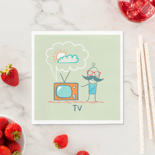 Serviette En Papier L'Homme Et Sa Télévision