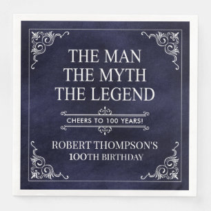 Serviette En Papier L'homme Le mythe La légende 100e anniversaire Bleu