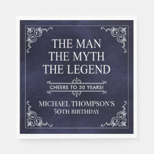 Serviette En Papier L'Homme Le Mythe La Légende 50e anniversaire Bleu