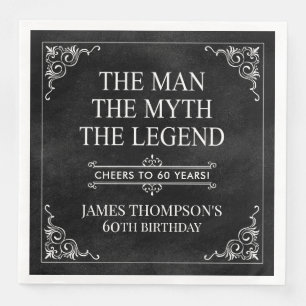 Serviette En Papier L'homme Le mythe La légende 60e anniversaire Noir