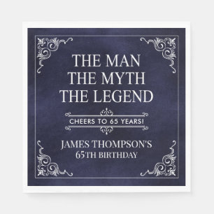 Serviette En Papier L'Homme Le Mythe La Légende 65e anniversaire Bleu