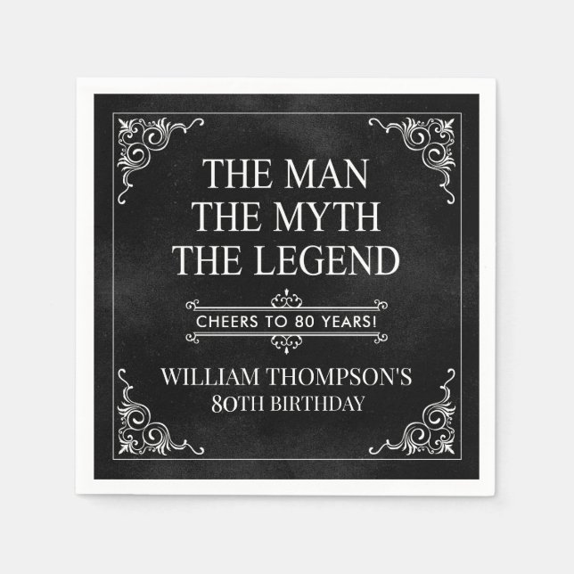 Serviette En Papier L'Homme Le Mythe La Légende 80ème Anniversaire Noi (Devant)