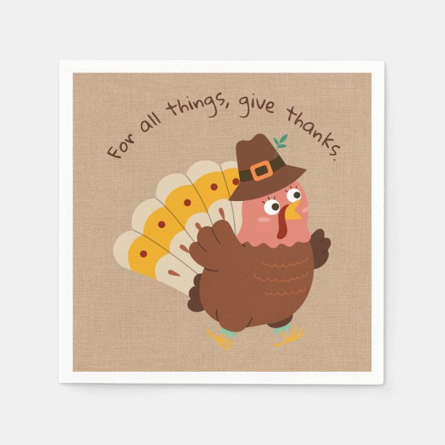 Serviette En Papier L'Humour turc de Thanksgiving (Devant)