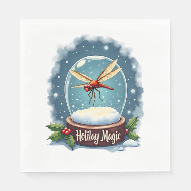 Serviette En Papier Libellule dans un globe de neige (Devant)