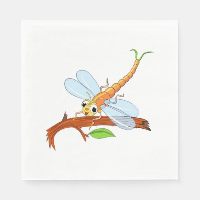 Serviette En Papier libellule dorée (Devant)