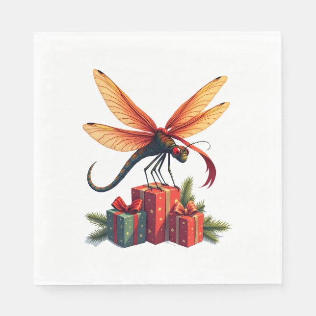 Serviette En Papier Libellule Emballée (Devant)