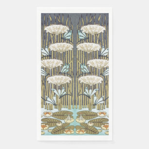 Serviette En Papier Libellule et Lys Vert Sauge Vintage Art