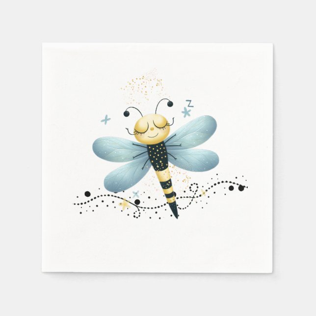 Serviette En Papier Libellule fantaisiste endormie  (Devant)