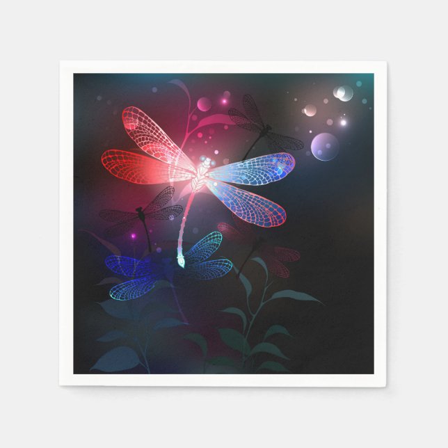 Serviette En Papier libellule rouge brillante (Devant)