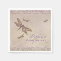 Libellules violettes et dorées Fête personnalisée