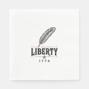Serviette En Papier Liberté 1776 Dessin vectoriel de plume patriotique