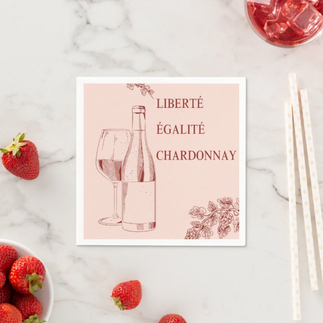 Serviette En Papier Liberté Égalité Chardonnay Drôle Illustration de v (En situation)