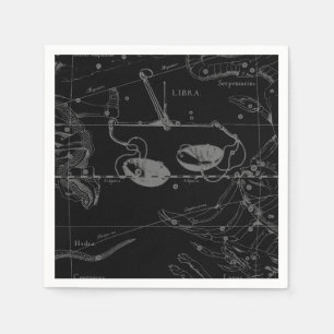 Serviette En Papier Libra Constellation Hevelius 1690 Carte sur Noir