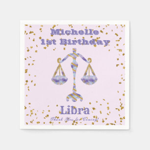 Serviette En Papier Libra Premier anniversaire & Gold Confetti