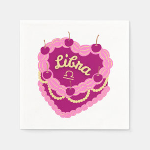 Serviette En Papier Libra Zodiac Pastel Coeur gâteau d'anniversaire