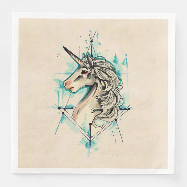 Serviette En Papier Licorne (Devant)