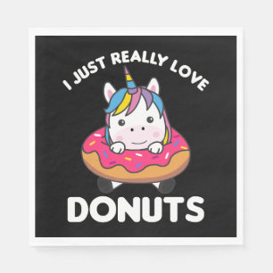 Serviette En Papier Licorne aime les donuts Licornes sont roses    