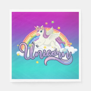 Serviette En Papier Licorne Arc-en-ciel Anniversaire Magique Fantaisis