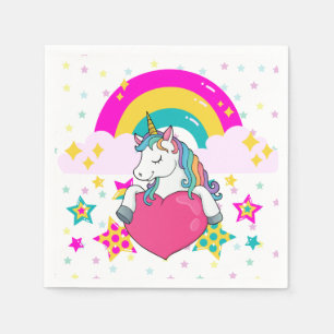 Serviette En Papier Licorne Arc-en-Ciel avec Étoiles
