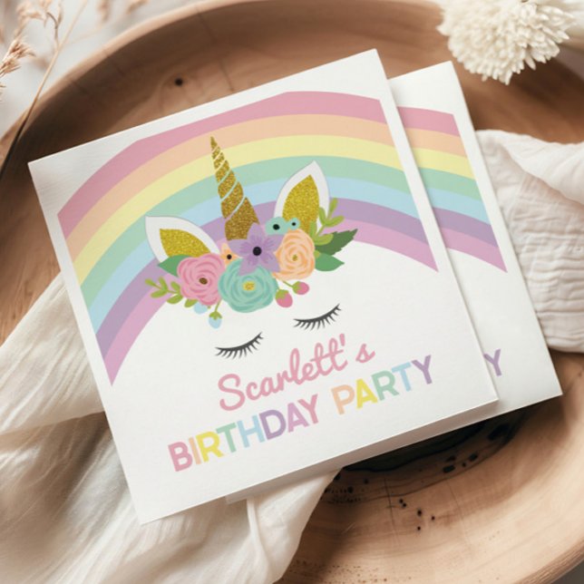 Serviette En Papier Licorne Arc-en-ciel Fête d'anniversaire (Créateur téléchargé)