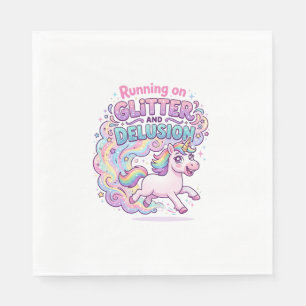 Serviette En Papier Licorne courant sur Brillant et Illusion Charmant 