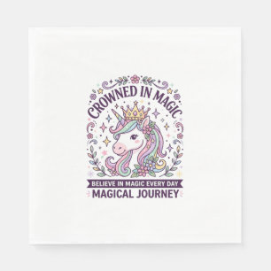 Serviette En Papier Licorne Couronnée en Typographie Gras Magique Grap