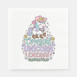 Serviette En Papier Licorne Cowgirl Licorne Énergie Mignon Produit Pas