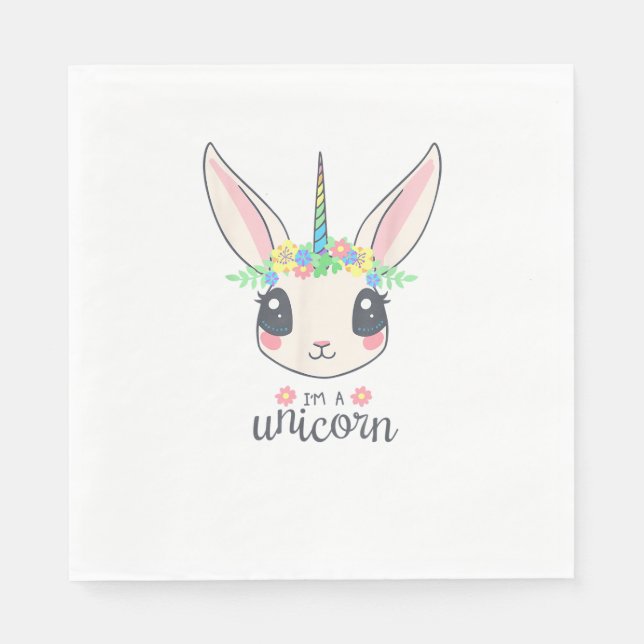Serviette En Papier licorne de lapin mignonne et drôle (Devant)