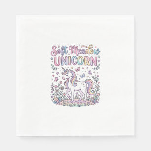 Serviette En Papier Licorne Douce Prairie Licorne Conception De Vecteu