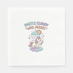 Serviette En Papier Licorne en partie nuageux avec un T-Shirt tendance