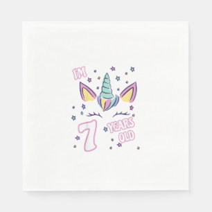 Serviette En Papier Licorne enfants 7e anniversaire j'ai 7 ans fille u