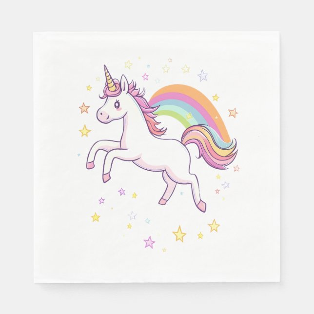 Serviette En Papier Licorne étoile arc-en-ciel (1) (Devant)