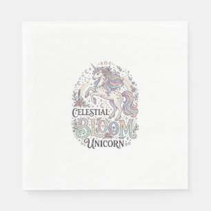 Serviette En Papier Licorne Fleur Céleste Licorne Premium Vecteur Typ