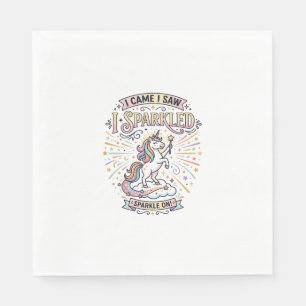 Serviette En Papier Licorne J'arrivai Je Vis Je Scintillai Impression 