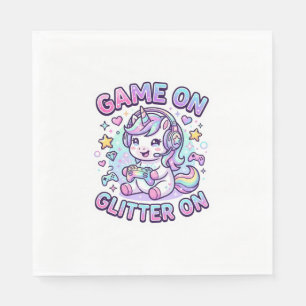 Serviette En Papier Licorne Jeu Sur Paillettes Sur Graphisme Marchandi