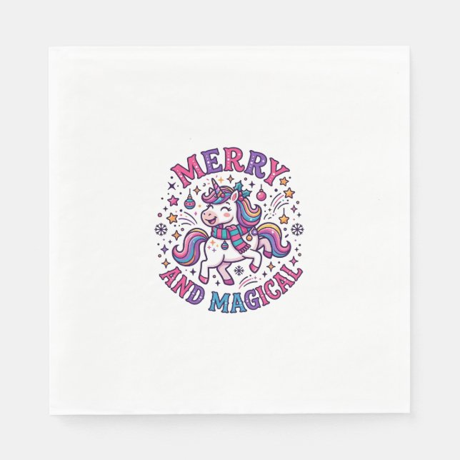 Serviette En Papier Licorne Joyeuse et Magique (Devant)