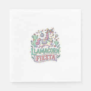 Serviette En Papier Licorne Llamacorn Fiesta Premium Vector POD Artwor