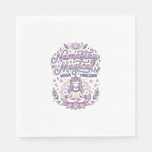 Serviette En Papier Licorne Namastay Magique Adorable Typographie Créa
