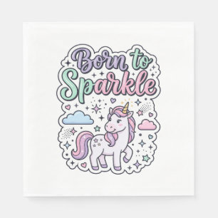Serviette En Papier Licorne Né pour Briller Graphisme Merch Desig