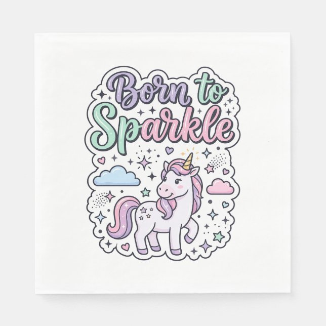 Serviette En Papier Licorne Né pour Briller Graphisme Merch Desig (Devant)