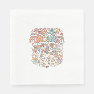 Serviette En Papier Licorne Paix Amour Licornes Conception De Vecteur 